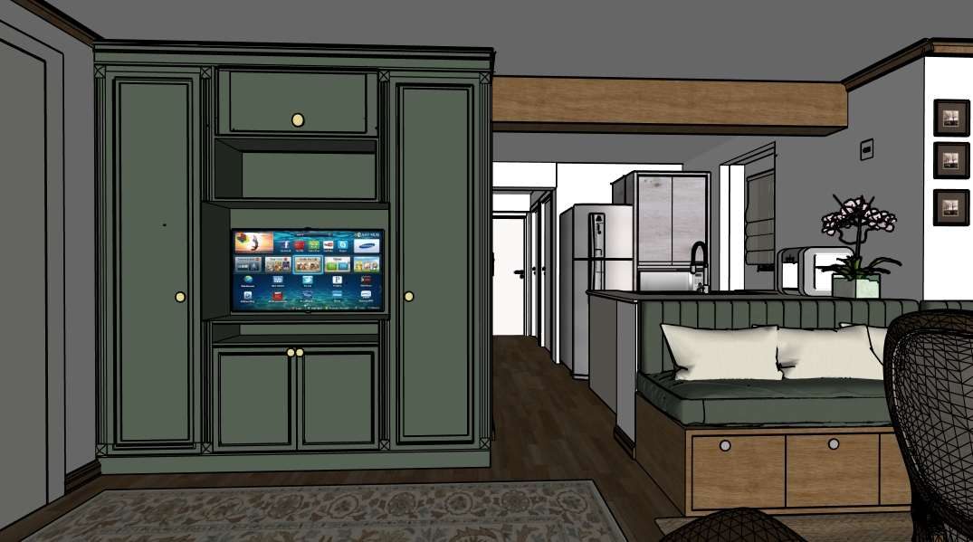 Modelagem 3D do living em SketchUp